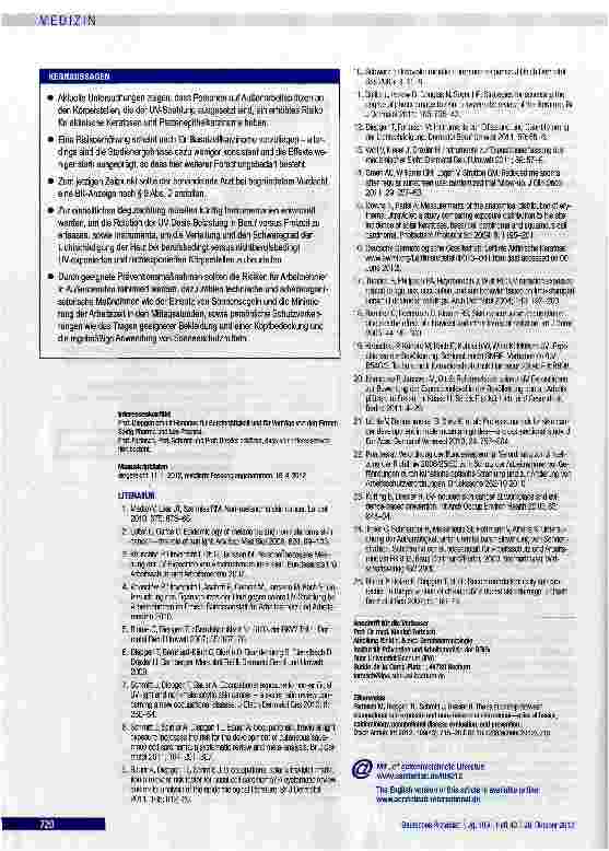 Vorschauseite 6: Zusammenhang von beruflich bedingter Sonnenexposition und hellem Hautkrebs
