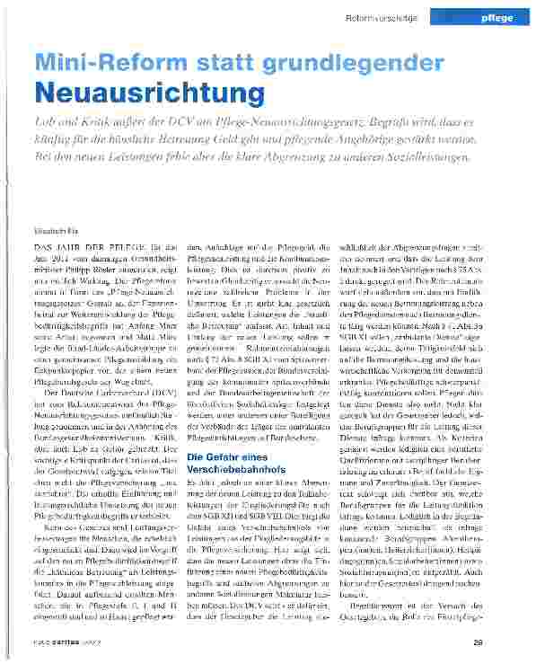 Vorschauseite 1: Mini-Reform statt grundlegender Neuausrichtung