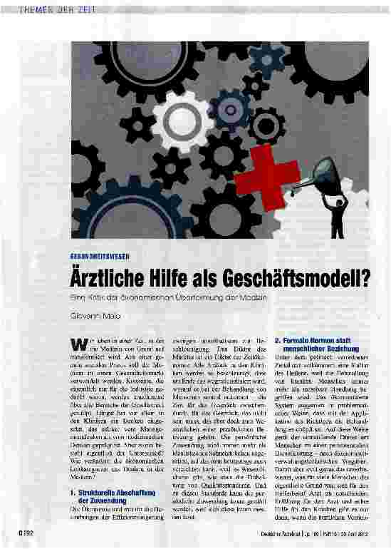 Vorschauseite 1: Ärztliche Hilfe als Geschäftsmodell?