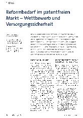 Vorschauseite 1: Reformbedarf im patentfreien Markt - Wettbewerb und Versorgungssicherheit