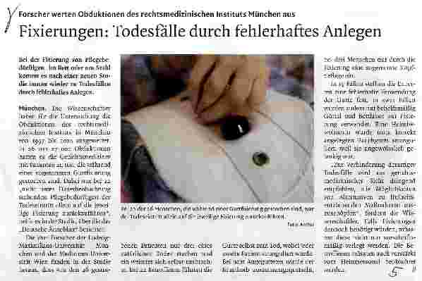 Vorschauseite 1: Fixierungen: Todesfälle durch fehlerhaftes Anlegen