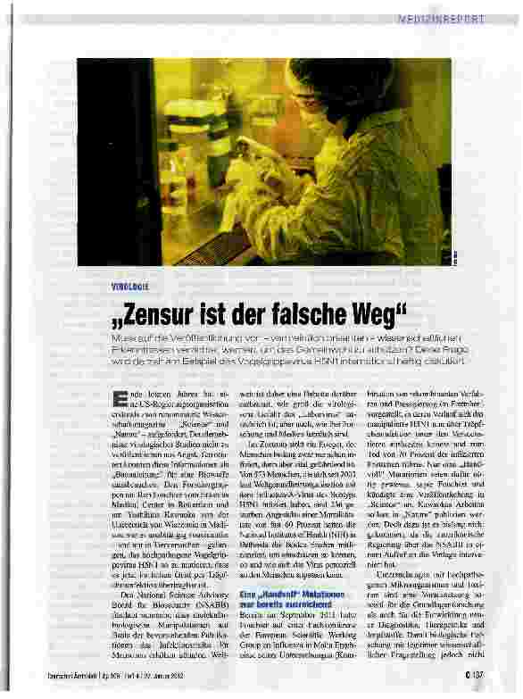 Vorschauseite 1: „Zensur ist der falsche Weg