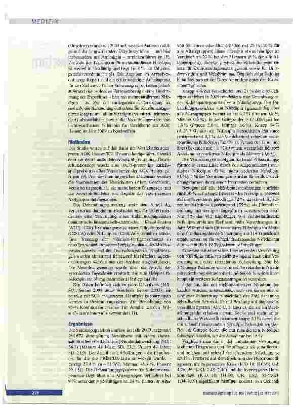 Vorschauseite 2: Verordnungshäufigkeit von nichtretardiertem Nifedipin bei älteren Menschen