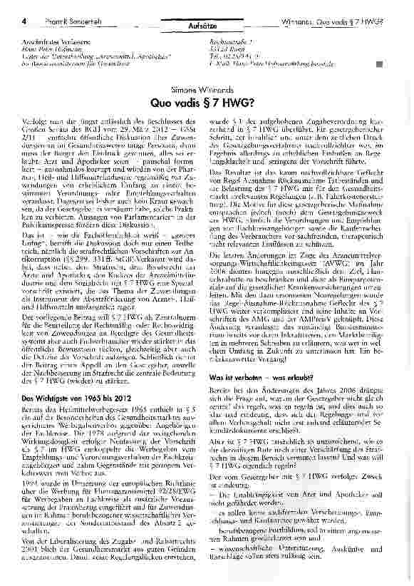 Vorschauseite 4: Das Heilmittelwerbegesetz — Etappen eines Verbraucherschutzgesetzes