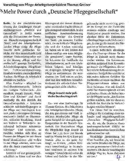 Vorschauseite 1: Mehr Power durch „Deutsche Pflegegesellschaft