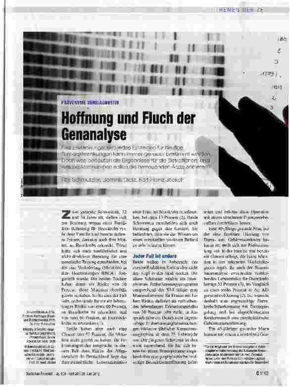Vorschauseite 1: Hoffnung und Fluch der Genanalyse