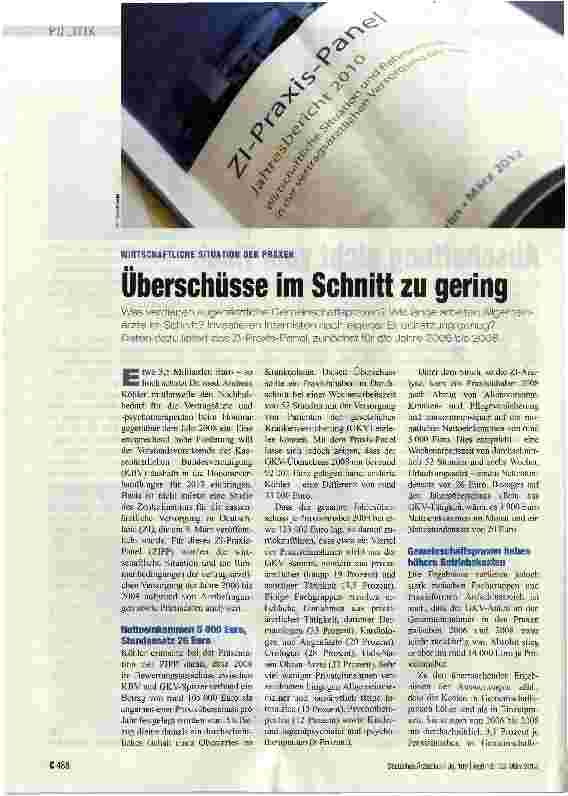 Vorschauseite 1: Überschüsse im Schnitt zu gering