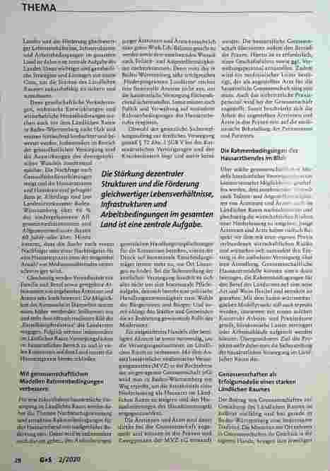 Vorschauseite 2: Chancen genossenschaftlicher Hausarztmodelle - Medizinische Versorgung im ländlichen Raum sichern