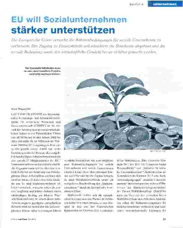Vorschauseite 1: EU will Sozialunternehmen stärker unterstützen