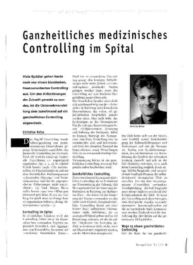 Vorschauseite 1: Ganzheitliches medizinisches Controlling im Spital