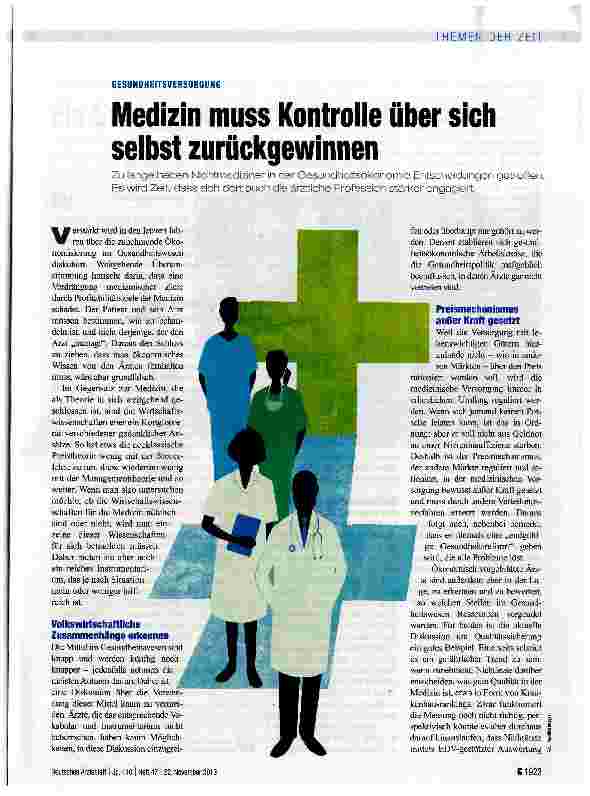 Vorschauseite 1: Medizin muss Kontrolle über sich selbst zurückgewinnen