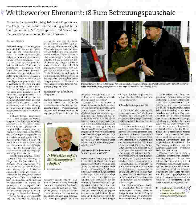 Vorschauseite 1: Wettbewerber Ehrenamt: 18 Euro Betreuungspauschale