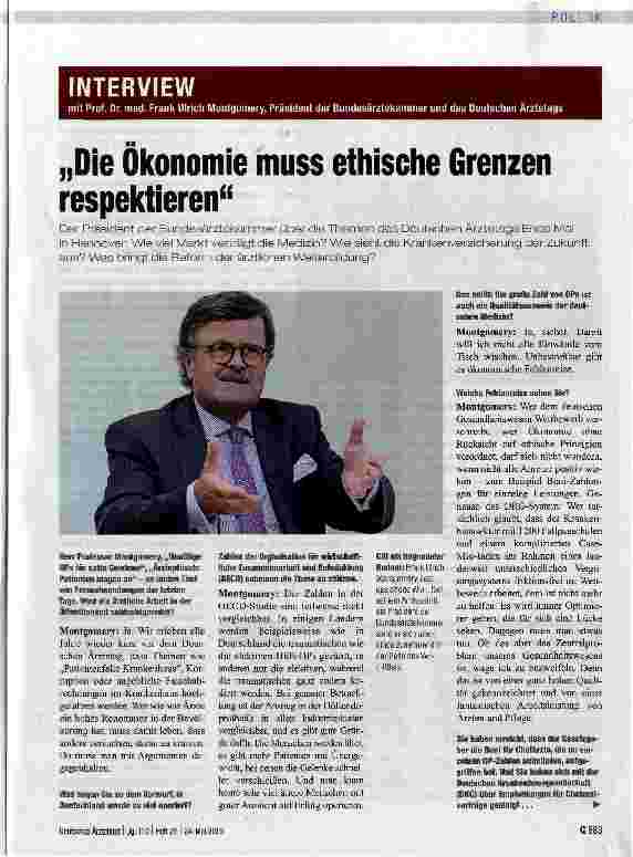 Vorschauseite 1: „Die Ökonomie muss ethische Grenzen respektieren