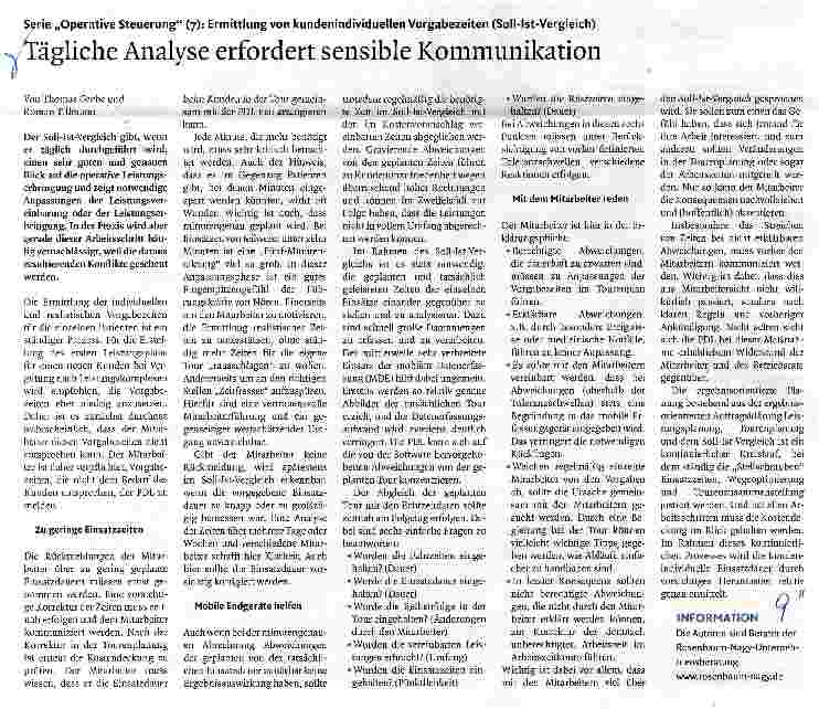 Vorschauseite 1: Tägliche Analyse erfordert sensible Kommunikation