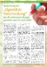 Vorschauseite 1: Bedeutung der „Eigenblut-Entscheidung“ des Bundesverwaltungsgerichts vom 15. Juni 2023