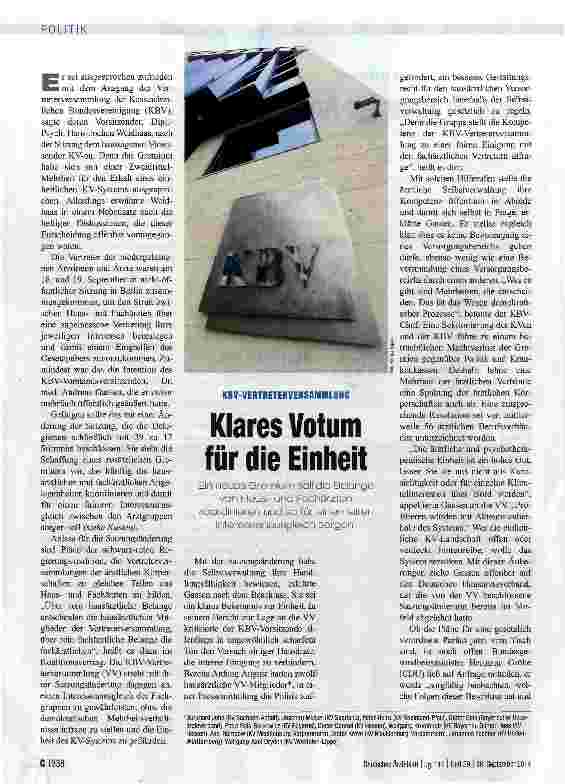 Vorschauseite 1: Klares Votum für die Einheit