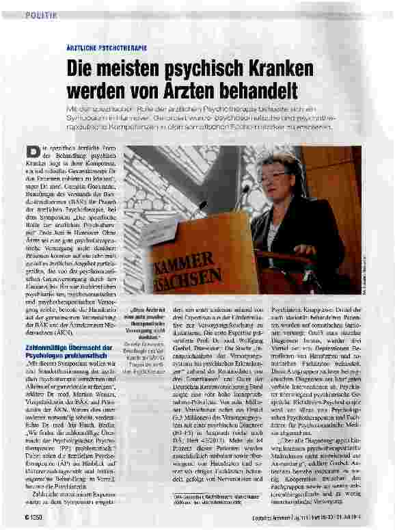 Vorschauseite 1: Die meisten psychisch Kranken werden von Ärzten behandelt