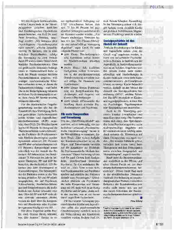 Vorschauseite 2: Die meisten psychisch Kranken werden von Ärzten behandelt