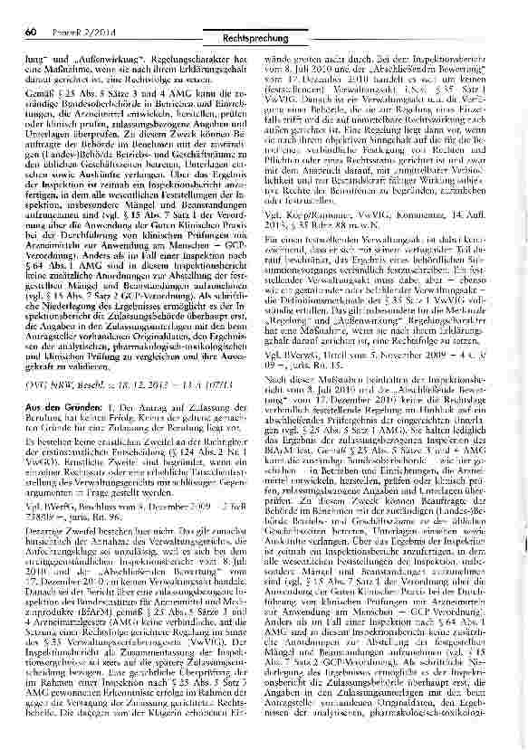 Vorschauseite 2: Bericht über eine zulassungsbezogene Inspektion des BfArM gemäß § 25 Abs. 5 AMGAMG § 25 V S. 3, 4