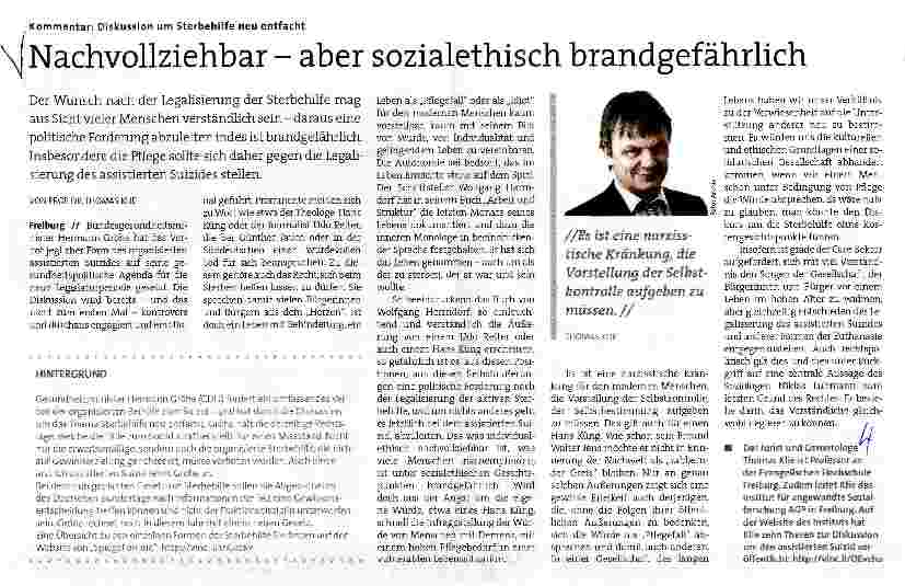 Vorschauseite 1: Nachvollziehbar - aber sozialethisch brandgefährlich