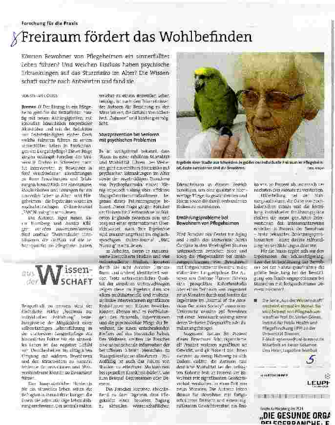 Vorschauseite 1: Freiraum fördert das Wohlbefinden