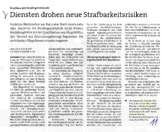 Vorschauseite 1: Diensten drohen neue Strafbarkeitsrisiken