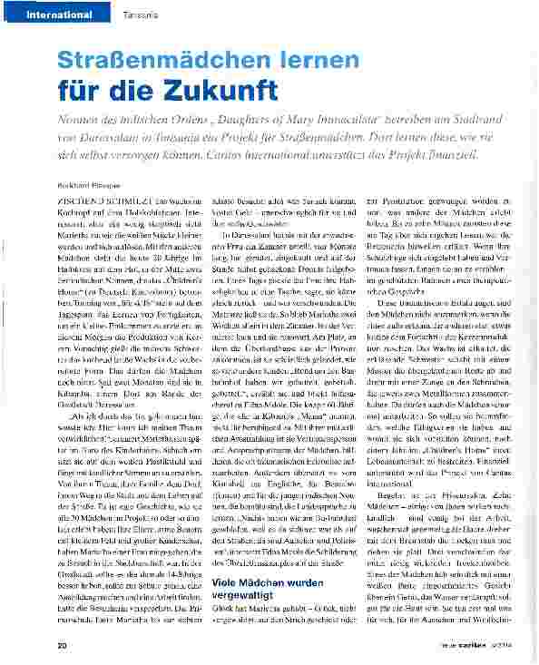 Vorschauseite 1: Straßenmädchen lernen für die Zukunft