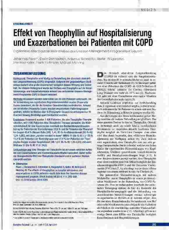Vorschauseite 1: Effekt von Theophyllin auf Hospitalisierung und Exazerbationen bei Patienten mit COPD