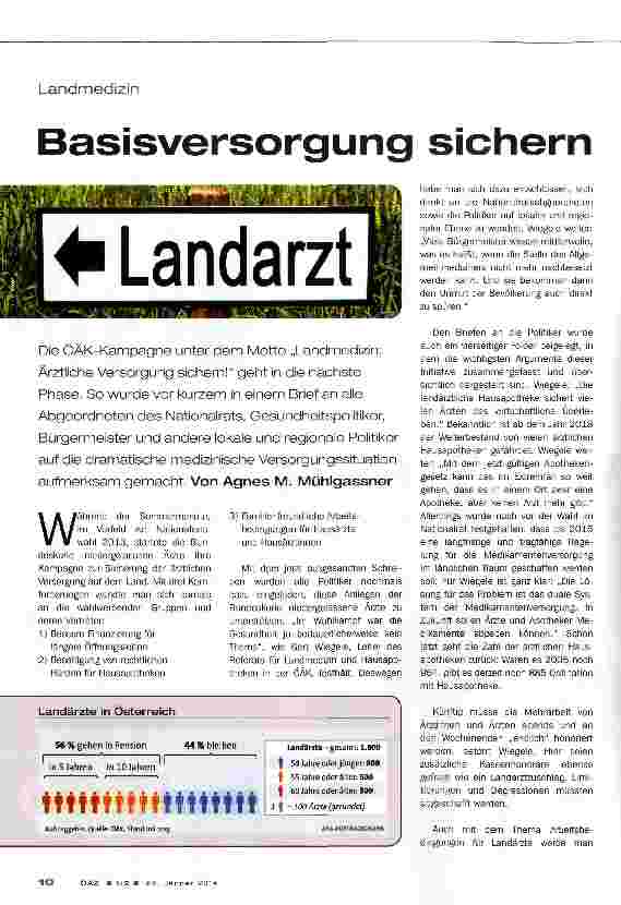 Vorschauseite 1: Landmedizin - Basisversorgung sichern