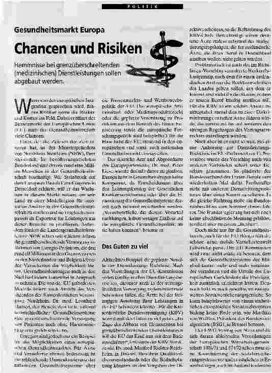 Vorschauseite 1: Gesundheitsmarkt EuropaChancen und Risiken