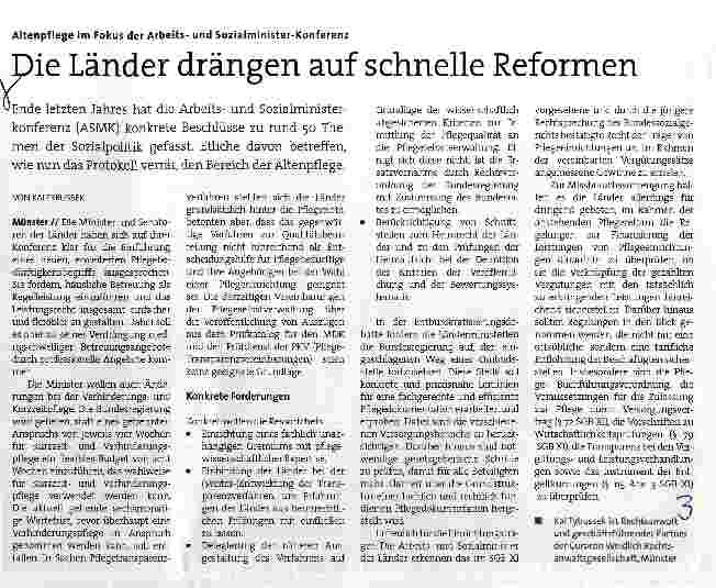 Vorschauseite 1: Die Länder drängen auf schnelle Reformen