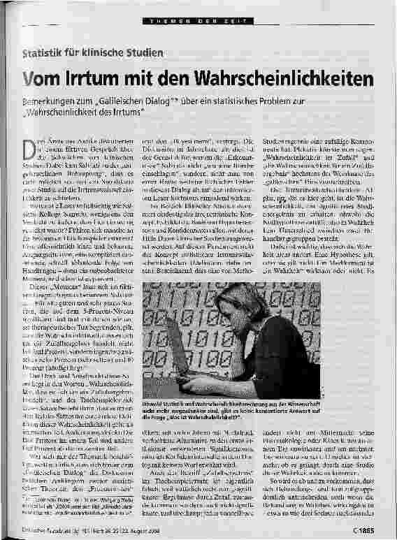 Vorschauseite 1: Vom Irrtum mit den Wahrscheinlichkeiten Statistik für klinische Studien