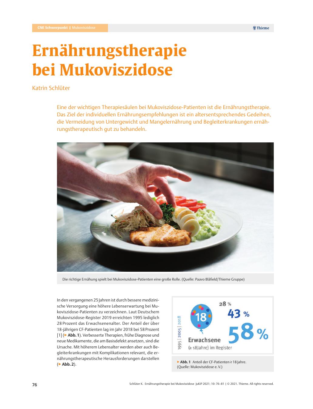 Vorschauseite 1: Ernährungstherapie bei Mukoviszidose