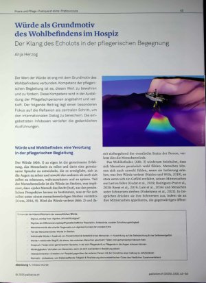 Vorschauseite 1: Würde als Grundmotiv des Wohlbefindens im Hospiz Der Klang des Echolots in der pflegerischen Begegnung
