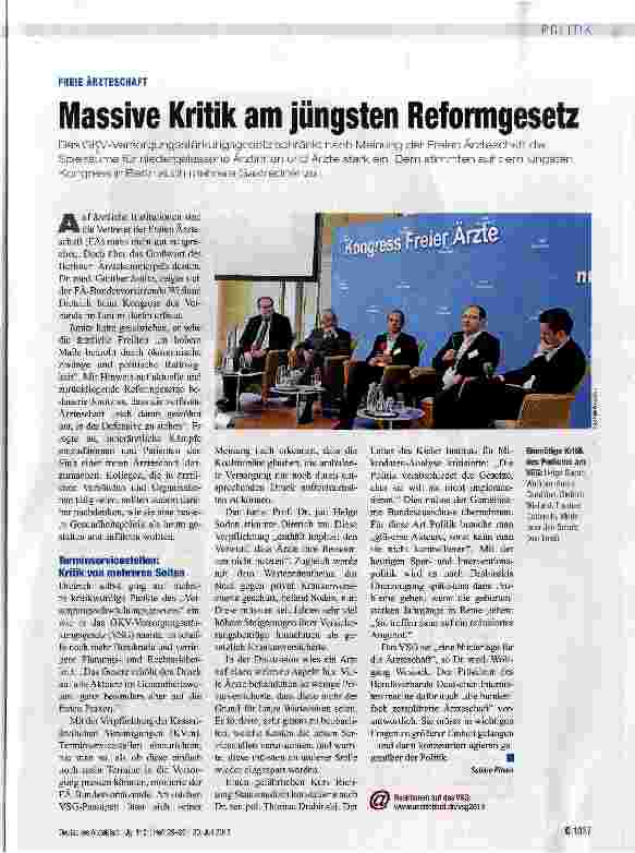 Vorschauseite 1: Massive Kritik am jüngsten Reformgesetz
