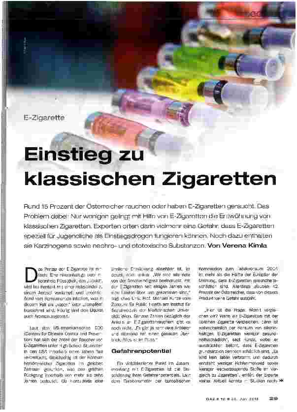 Vorschauseite 1: Einstieg zu klassischen Zigaretten