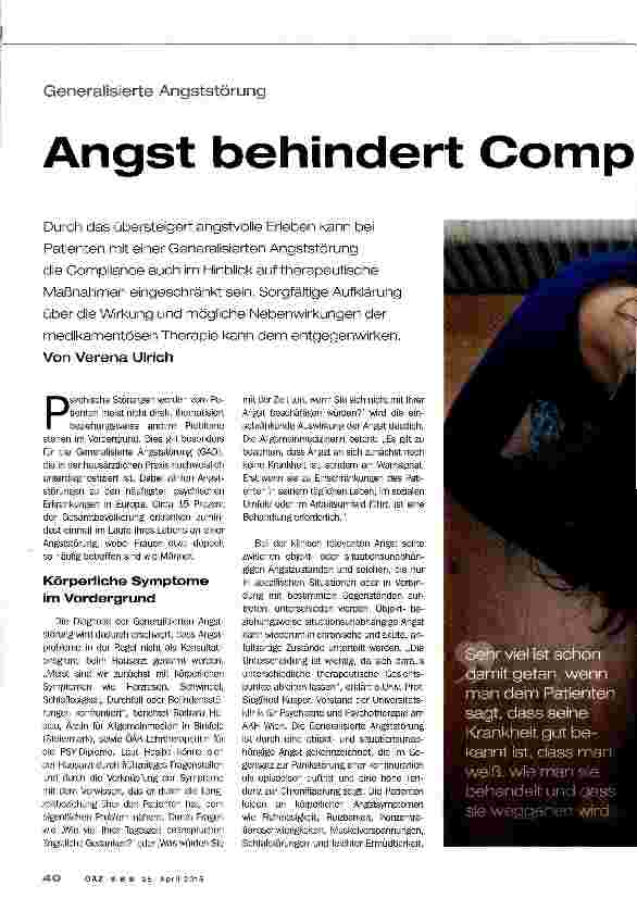 Vorschauseite 1: Angst behindert Compilance