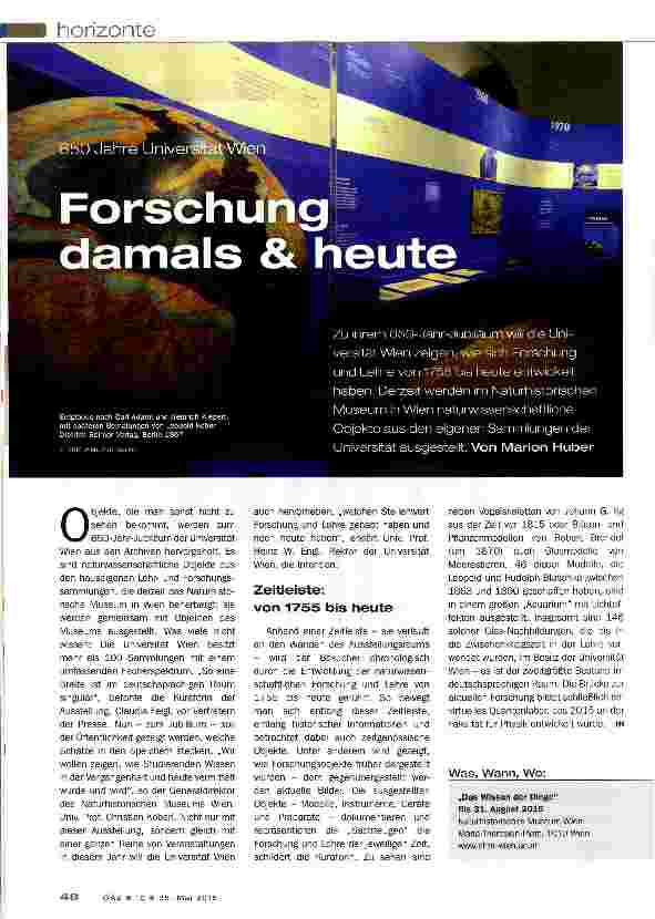 Vorschauseite 1: Forschung damals & heute