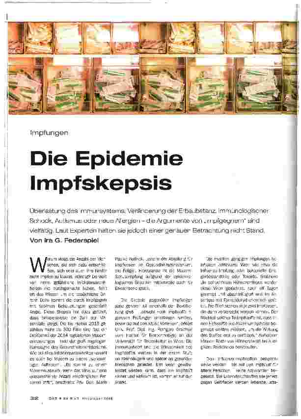 Vorschauseite 1: Die Epidemie Impf Skepsis