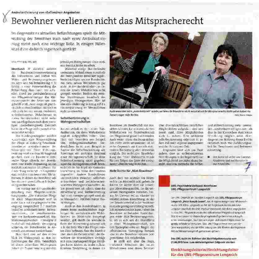 Vorschauseite 1: Bewohner verlieren nicht das Mitspracherecht
