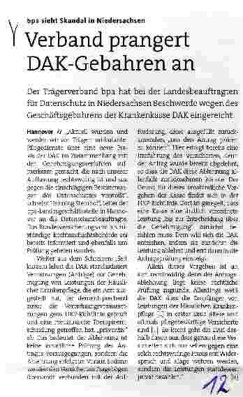 Vorschauseite 1: Verband prangert DAK-Gebahren an