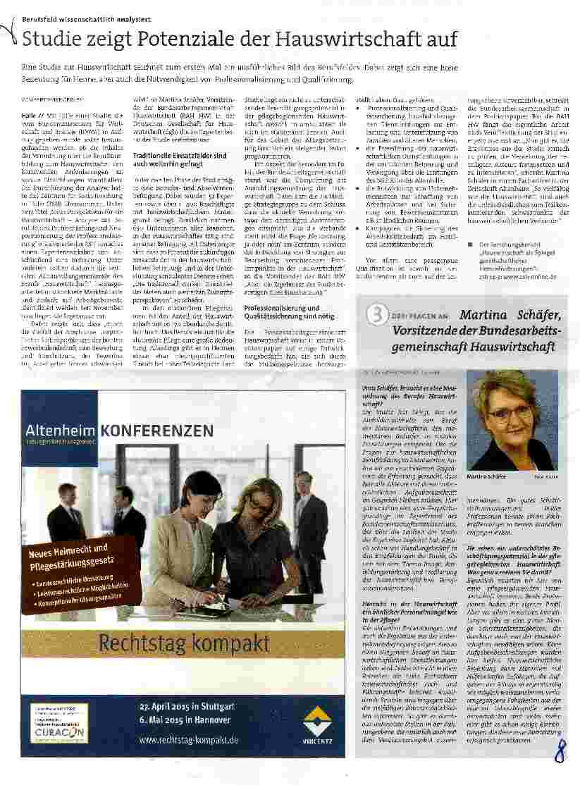 Vorschauseite 1: Studie zeigt Potenziale der Hauswirtschaft auf