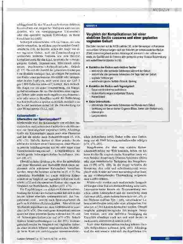 Vorschauseite 5: Indikationen, Vorzüge und Risiken einer elektiven Kaiserschnittoperation