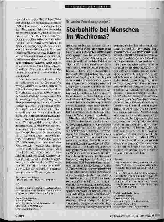 Vorschauseite 4: Persistent vegetative State Verdursten lassen oder sterben dürfen?