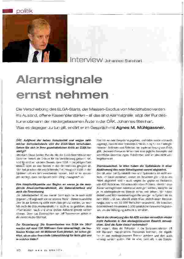 Vorschauseite 1: Alarmsignale ernst nehmen