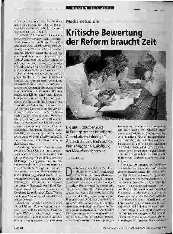 Vorschauseite 1: Kritische Bewertung der Reform braucht Zeit