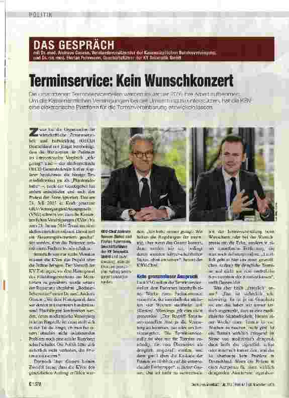 Vorschauseite 1: Terminservice: Kein Wunschkonzert