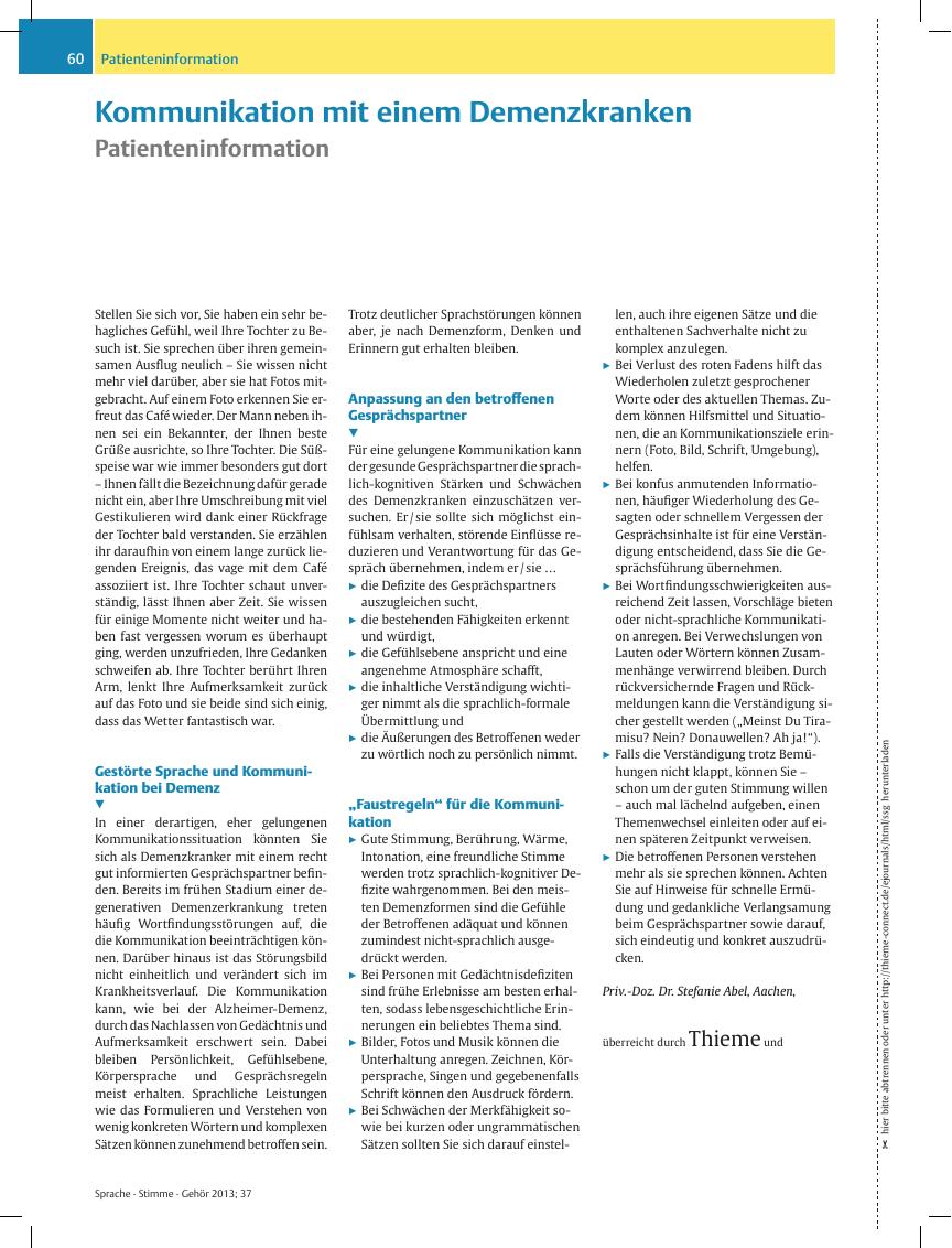 Vorschauseite 1: Kommunikation mit einem Demenzkranken