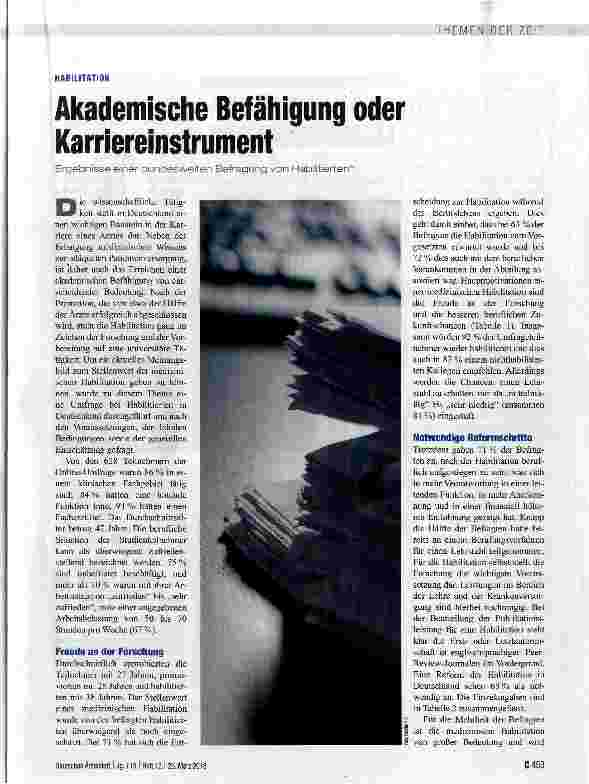 Vorschauseite 1: Akademische Befähigung oder Karriereinstrument