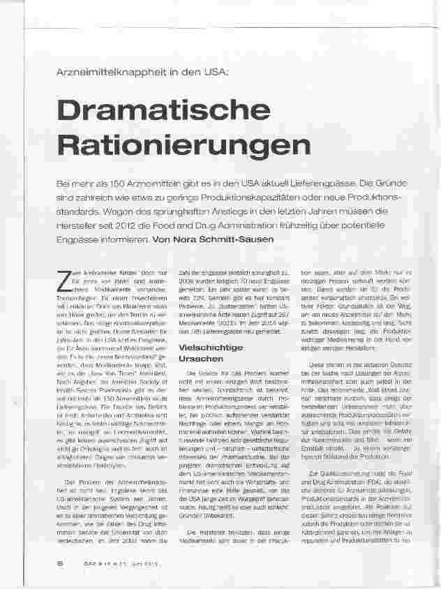Vorschauseite 1: Dramatische Rationierungen